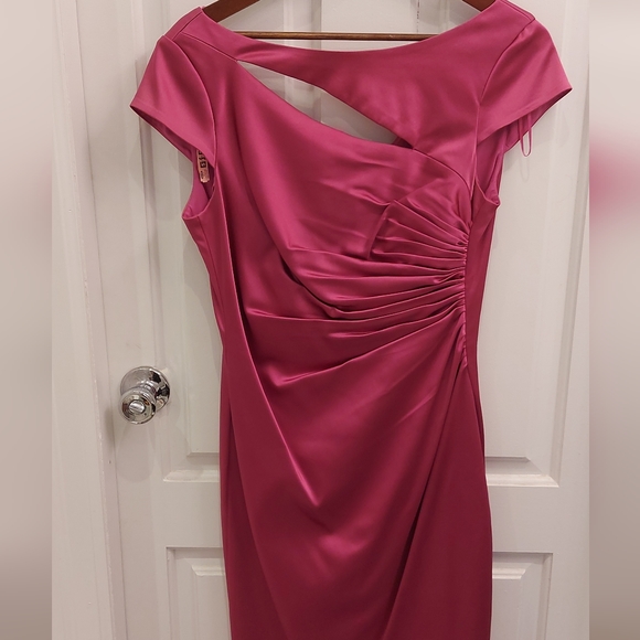 Kay Unger New York cocktail dress in bright fuscia pink satin, size 8 - Picture 1 of 7